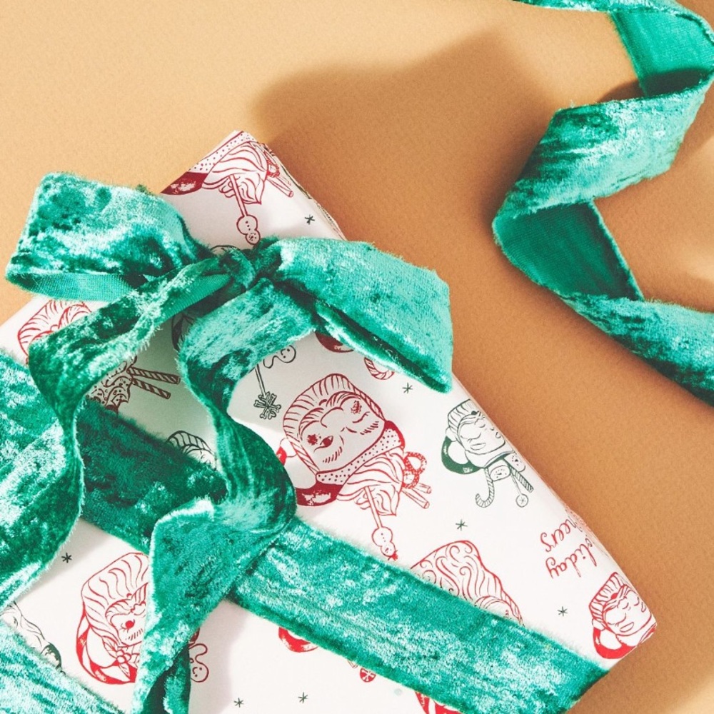 Mint‎ Anthropologie Vintage Fray Velvet ribbon Spool